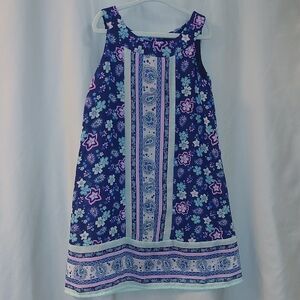 Floral Blue Girls A-line Dress Size 6/6X By Wonder Nation